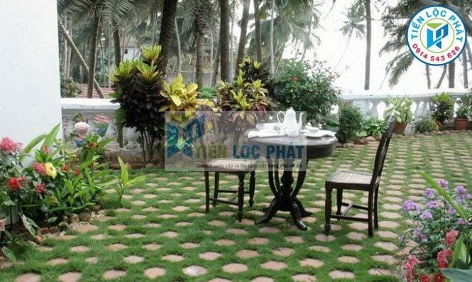 Kết hợp hài hòa giữa lát đá và trồng cây cỏ trong sân vườn sẽ tốt hơn về mặt phong thủy - Ảnh minh họa: BĐS
