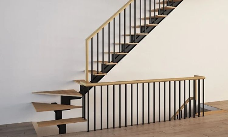 cầu thang sắt ốp đá sân vườn