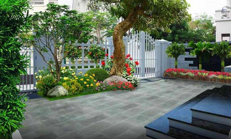 cách bố trí sân vườn trước nhà