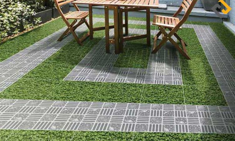 gạch lát sân vườn giả cỏ