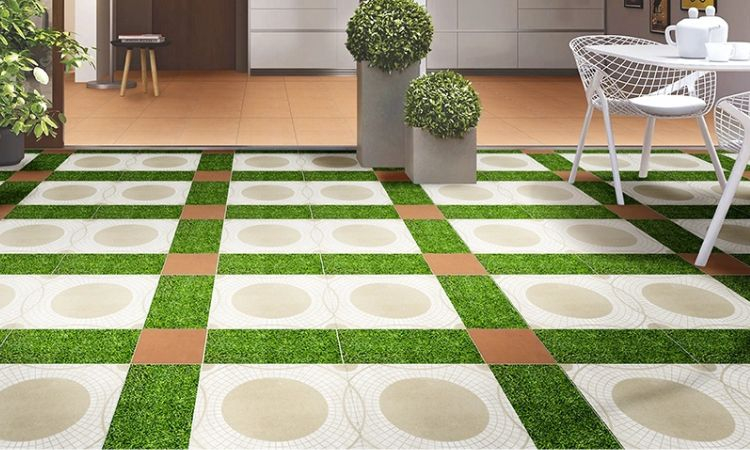 gạch lát sân vườn giả cỏ