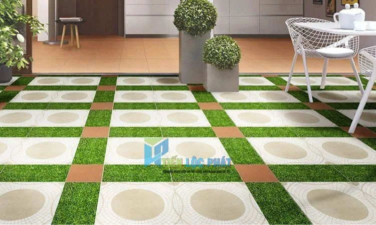 gạch lát sân vườn giả cỏ