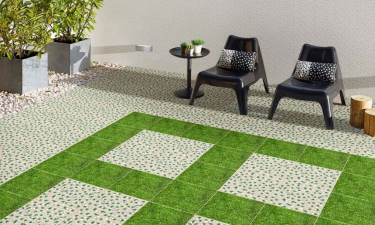 gạch lát sân vườn giả cỏ