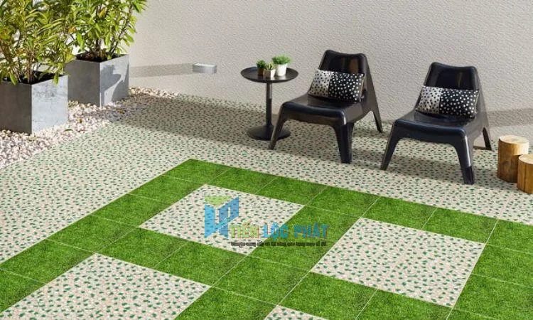 gạch lát sân vườn giả cỏ