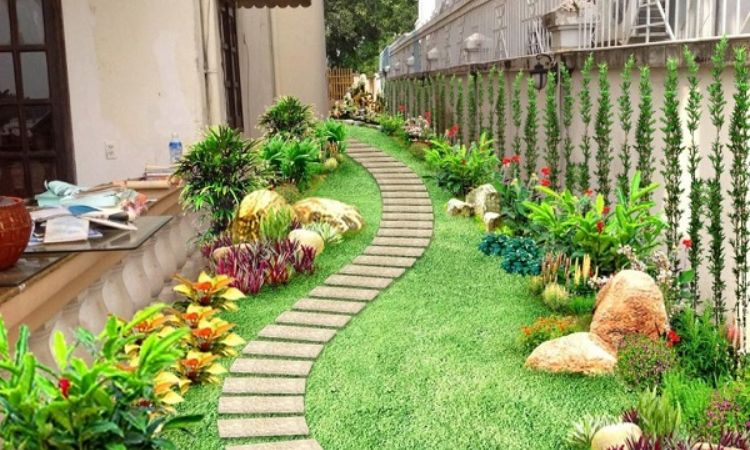 Sân vườn phong cách hiện đại với tiểu cảnh