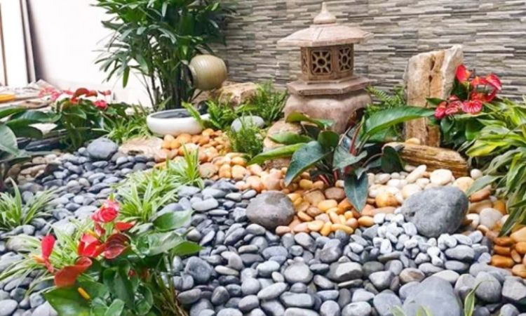 Trang trí tiểu cảnh bằng đá cuội