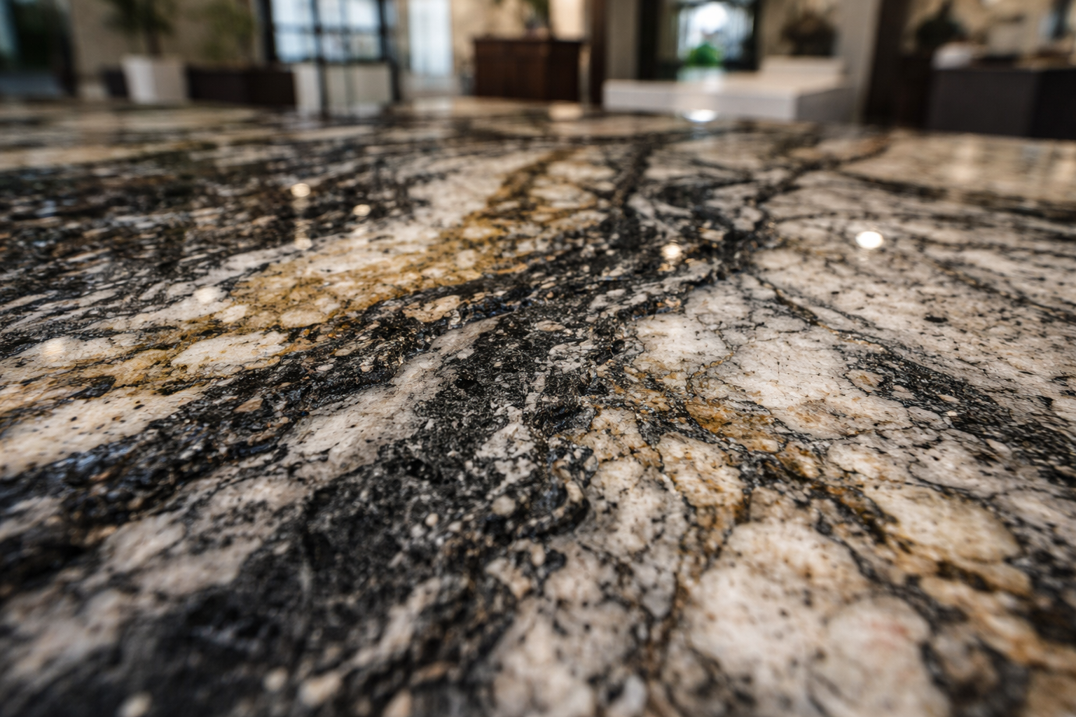 Mặt đá granite với vân tinh xảo